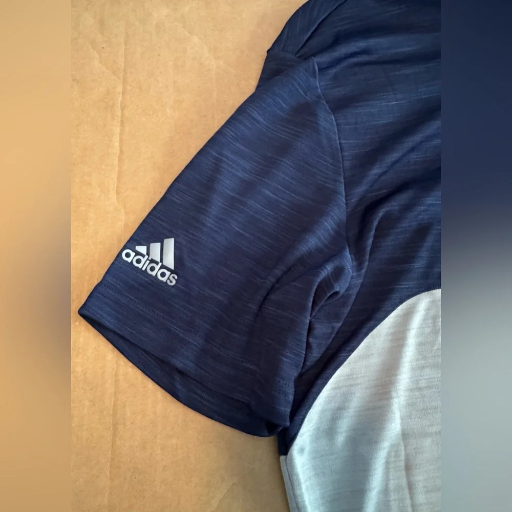 Adidas Men’s Navy and Light Gray Colorblock Golf Polo